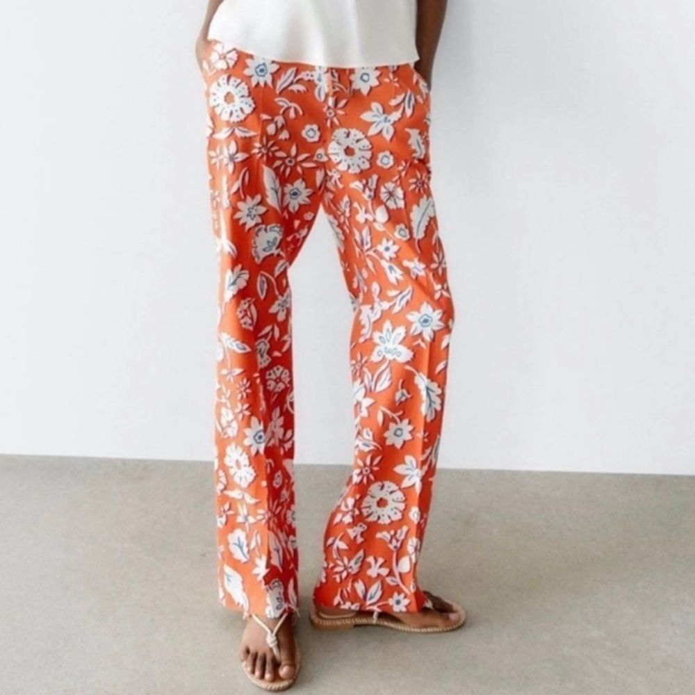 Zara Linen Blend Drawstring Pants
